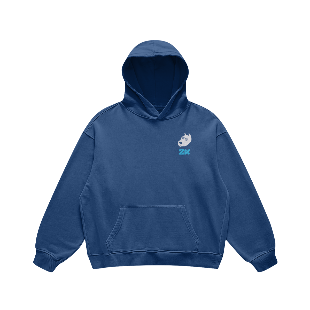 WaxDog Blue Oversized Retro Hoodie