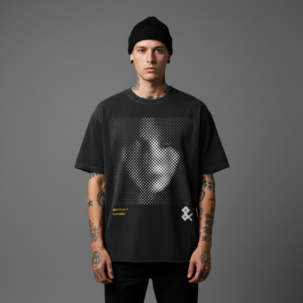 Gloria Faded Black Raw Hem Tee