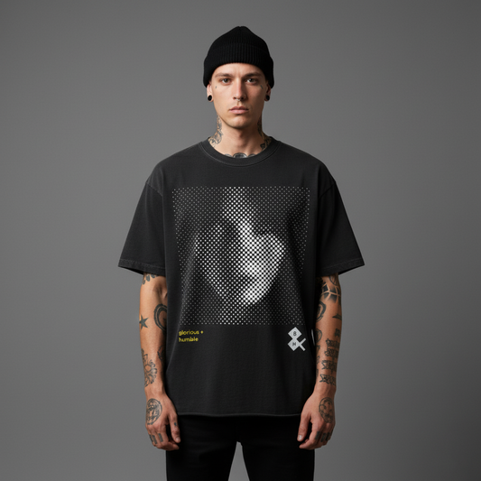 Gloria Faded Black Raw Hem Tee