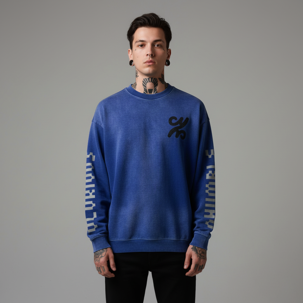 Glorious + Humble - Blue Oversized Faded Longsleeve