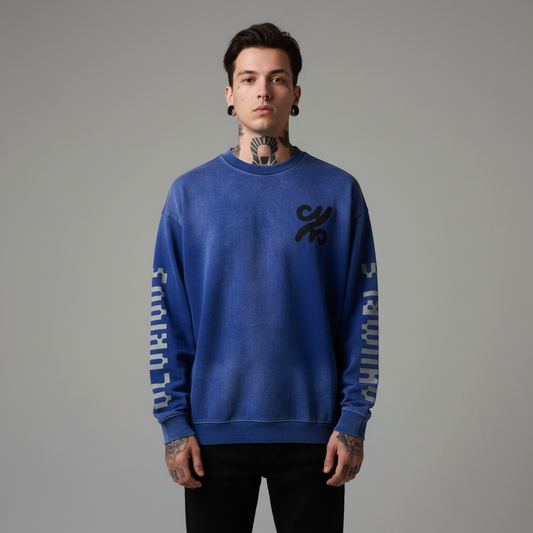 Glorious + Humble - Blue Oversized Faded Longsleeve